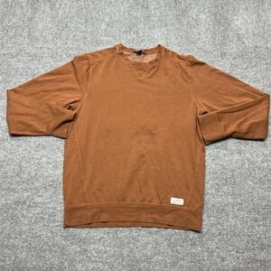 Eddie Bauer Sweatshirt Mens Medium Brown Fleece Crewneck Pullover Logo Patch